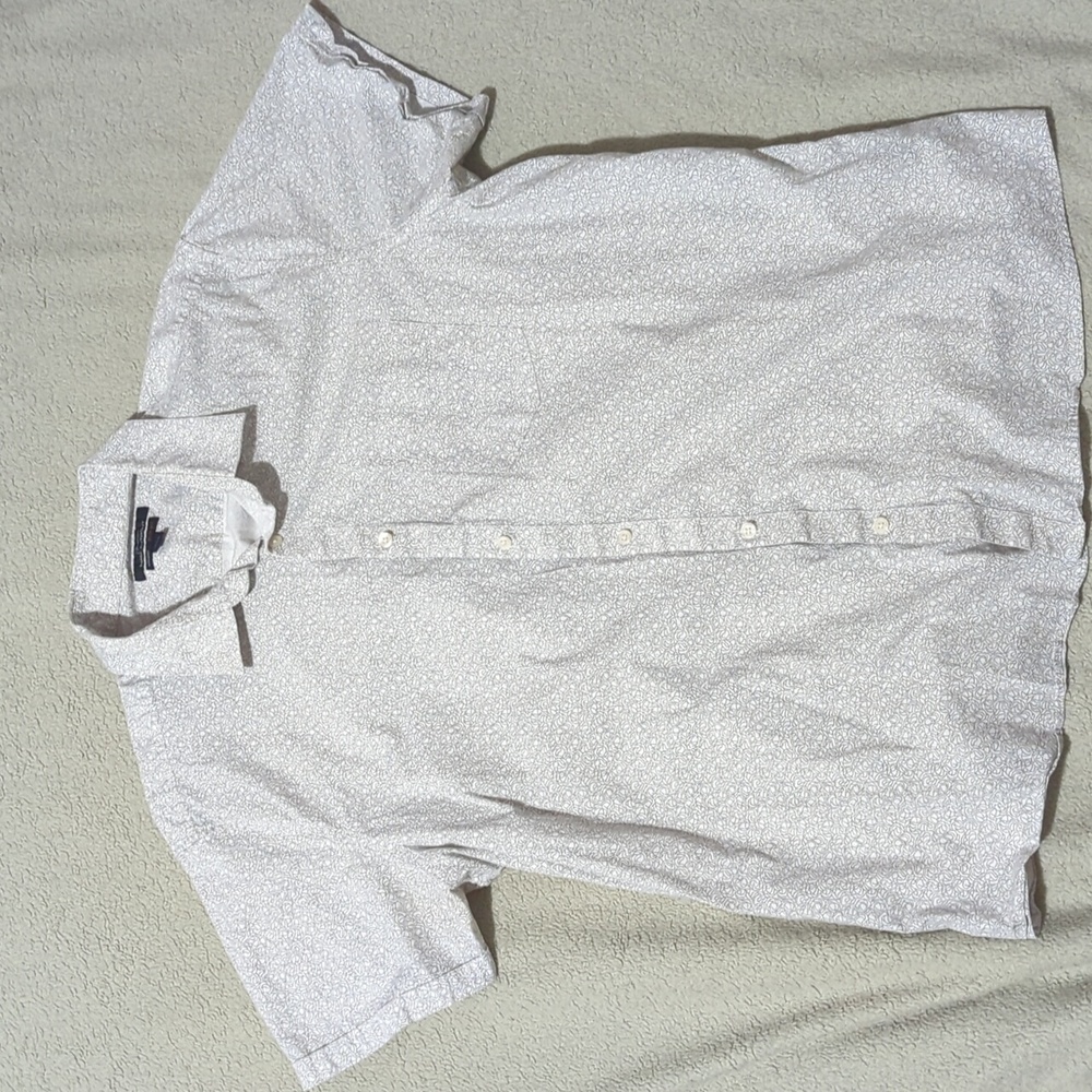 Marc Anthony Men’s White Patterned Short Sleeve Button Down XXL Slim Fit